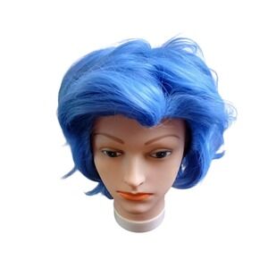 VI beauty Adult Men Short Blue Curly Wig and Mustache Set VG-9416 New